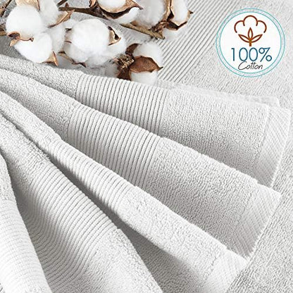Hearth & Harbor Bath Towels for Bathroom - 100% Ring Spun Cotton Luxury Bathroom Towels - Ultra Soft & Highly Absorbent, Bath Towels Set of 6 - White