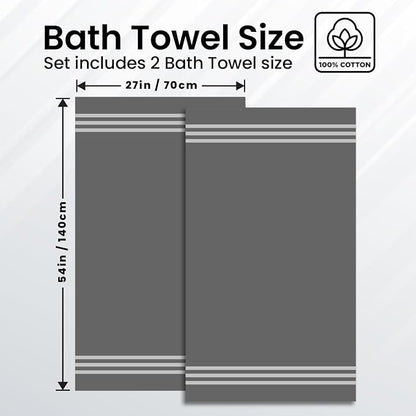 Infinitee Xclusives 100% Ring-Spun Cotton Bath Towels for Bathroom - Pack 2 | Luxury Super Soft, Absorbent & Quick-Drying |27x54 inches| Large Bathroom Towels Set |600 GSM| Gym, Shower, Spa & Hotel Use