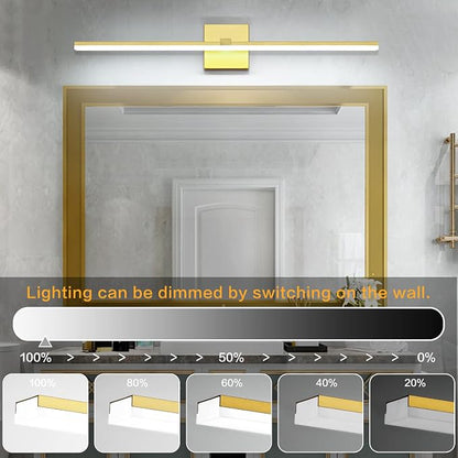 40 Inch LED Vanity Light Gold Bathroom Lighting Fixtures Dimmable Modern Bathroom Lights Over Mirror 6000K Cool White