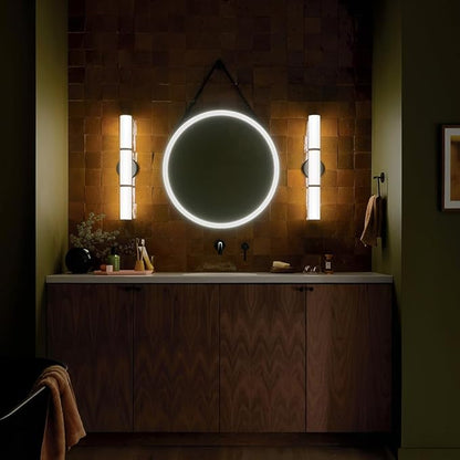 Kichler Rosh 24.25" LED Medium Bath Bar with White Glass in Black, Modern Minimalist, for Vanity, Fireplace, Buffet, Hallway, Vanity Mirror, (24.25" W x 5" H), 55188BKLED