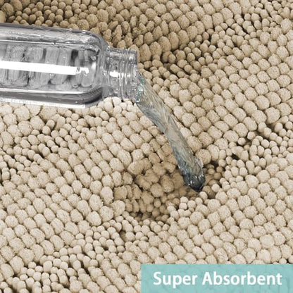 Turquoize Small Bathroom Rug 17x24, Soft Absorbent Chenille Bath Rug, Fog
