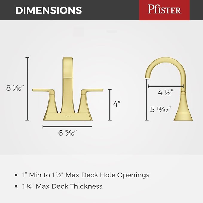 Pfister Bruxie Bathroom Sink Faucet, 4-Inch Centerset, 2-Handle, 3-Hole, NSF Certified, Brushed Gold Finish, LF048BIEBG (Pack of 3)