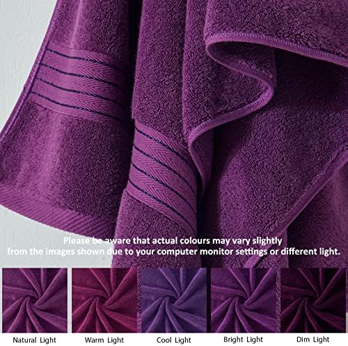 COZYART Luxury Bath Towel Set 3 PCS, Purple 100% Turkish Cotton 650 GSM
