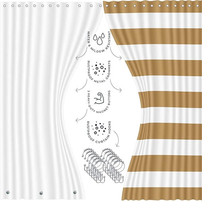 Clara Clark Bathroom Set - Gold Bathroom Accessories Set, 20PC Bathroom Accessory Set, Shower Curtain Set with Liner, Toothbrush Holder, Soap Dispenser, Soap Dish, Toilet Brush Holder, and Trash Can