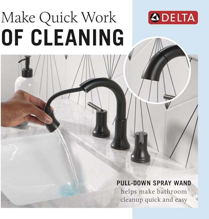 Delta Faucet Trinsic Pull Down Bathroom Faucet, Bathroom Pull Out Faucet, Oil Rubbed Bronze Widespread Bathroom Faucet 3 Hole Pull Down, Bathroom Sink Faucet Magnetic, Venetian Bronze 3559-RBPD-DST