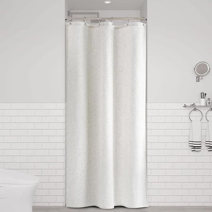 36 Inch Shower Curtain - Stall Narrow Half Linen Ultra Thick Fabric Shower Curtain Set with Hooks, Boho Farmhouse Rustic RV Camper Bath Curtains for Bathroom, Beige White, 36x72
