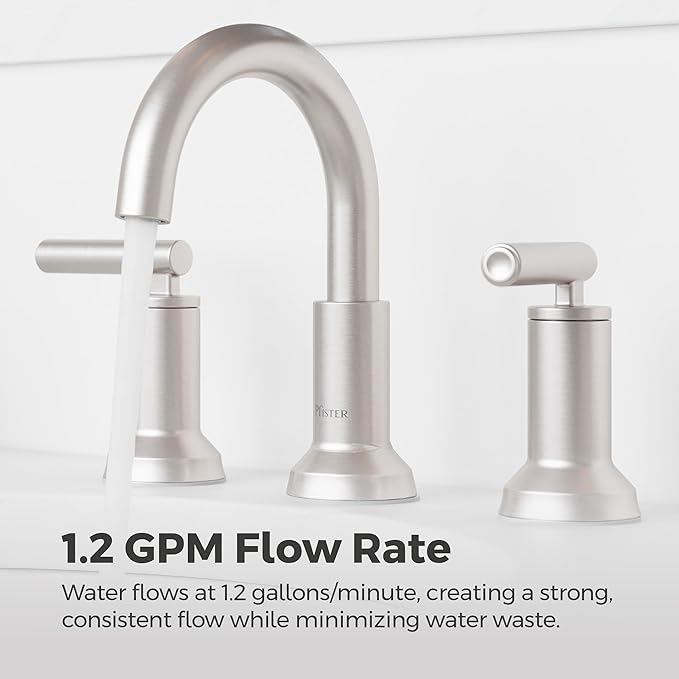 Pfister Capistrano Bathroom Sink Faucet, 8-Inch Widespread, 2-Handle, 3-Hole, NSF Certified, Spot Defense Brushed Nickel Finish, LF049CSOGS