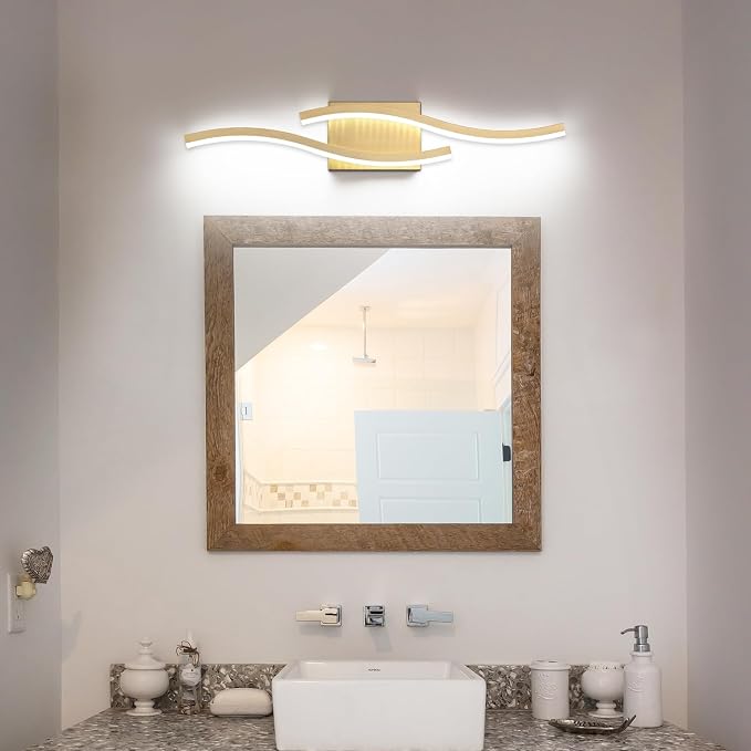 PRESDE 24 Inch LED Vanity Light Brushed Gold Bathroom Light Fixtures Over Mirror Modern Bath Wall Lighting Bar Dimmable