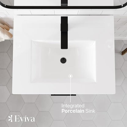 Eviva Graham 30 in. Oak Single Sink Bath Vanity with Porcelain Top and Integrated Sink