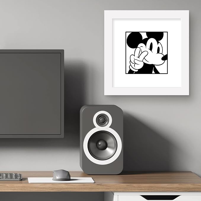 Trends International Gallery Pops Disney Mickey Mouse - Mickey Expressions - Peace Wall Art Wall Poster, 12" x 12", White Framed Version