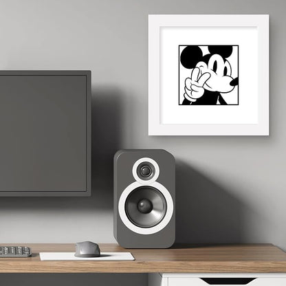 Trends International Gallery Pops Disney Mickey Mouse - Mickey Expressions - Peace Wall Art Wall Poster, 12" x 12", White Framed Version