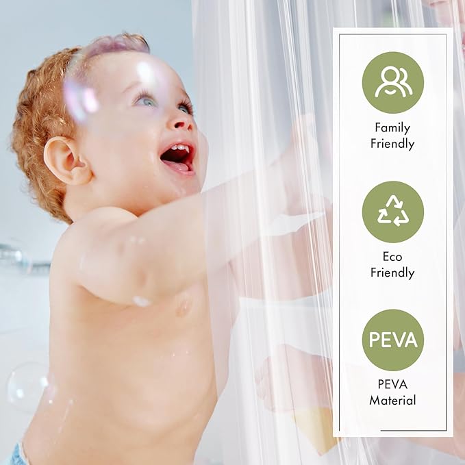 Extra Long Shower Curtain Liner 72 x 84 Clear Shower Liner Medium Weight PEVA Waterproof Inside Shower Curtains for Bathroom with 3 Magnets and Rustproof Grommets