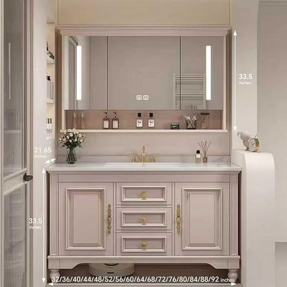 American Minimalist Bathroom Vanity with Sink Mirror 36-92IN, Premium Solid Wood Vanity with LED Lighting& Defogging