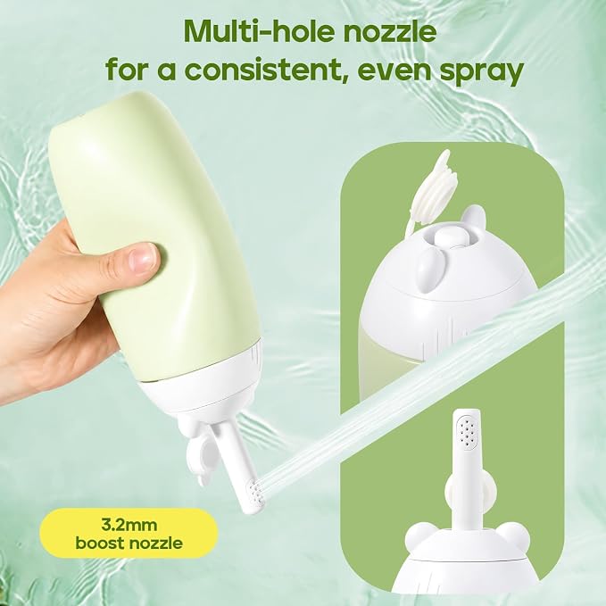 Rotatable Nozzle Portable Bidet – 360ml Touch-Free Nozzle Peri Bottle, Leak-Proof Travel Handheld Bidet for Postpartum Care, Personal Hygiene, Camping & Outdoor Use (Green)