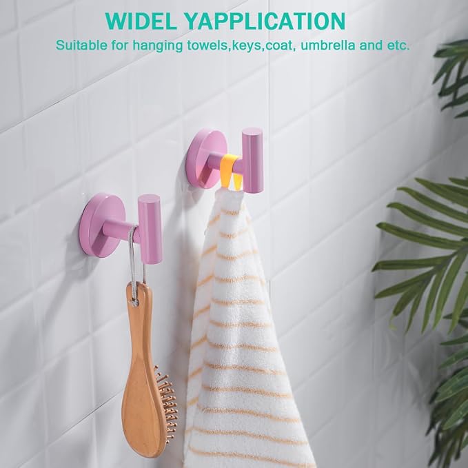 Pink Bathroom Hardware Set,5 Pieces Bathroom Towel Bar Set,24 inch Towel Bar,Towel Ring for Bathroom,Robe Towel Hooks,Toilet Paper Holder Wall Mounted(Drilling),SE96006S-5PK