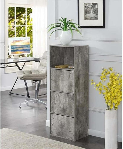 Convenience Concepts Xtra Storage 3 Door Cabinet in Gray Faux Birch Wood Finish
