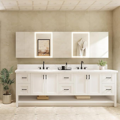 Spliceable Modular Bathroom Medicine Cabinet with Soft Close Doors with Glass on Both Sides, Reversible Wall Mounted Mirror (28" L x 20" W)