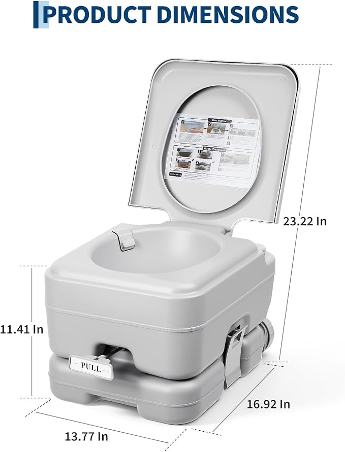 Garvee Portable Travel Toilet, T Outlet Water, RV Potty | 3.2 Gal Waste Water Tank & 3.2 Gal Flush Tank, Indoor Outdoor Push-Button Pressurized Flush Commode for Camping Boating