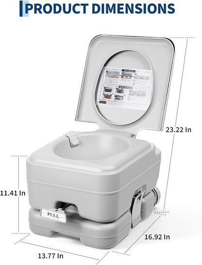 Garvee Portable Travel Toilet, T Outlet Water, RV Potty | 3.2 Gal Waste Water Tank & 3.2 Gal Flush Tank, Indoor Outdoor Push-Button Pressurized Flush Commode for Camping Boating