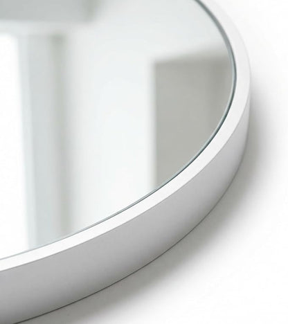 HARRITPURE 24 Inch Round Mirror White Circle Bathroom Mirror | Modern Aluminum Alloy Frame Wall Mounted Vanity Mirror for Living Room, Bedroom, Entryway