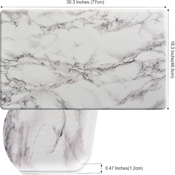 Art3d Premiun Reversible Anti-Fatigue Kitchen Mat, Anti-Slip Floor Comfort Mat for Kitchen, Bathroom, Laundry Room or Office (18x30, Marble Design)