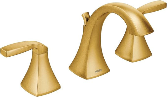 Moen Voss Brushed Gold Contemporary Two-Handle Widespread Bathroom Sink Faucet Trim Kit for Adjustable 3-Hole Installations, Valve Required, T6905BG