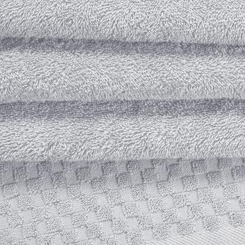 MyOwn Ultra Soft 3 Pack Cotton Towel Set, Contains a Bath Towels 28x55 inch, a Hand Towels 16x24 inch & a Wash Coths 12x12 inch, Ideal Everyday use, Compact & Lightweight - Light Grey