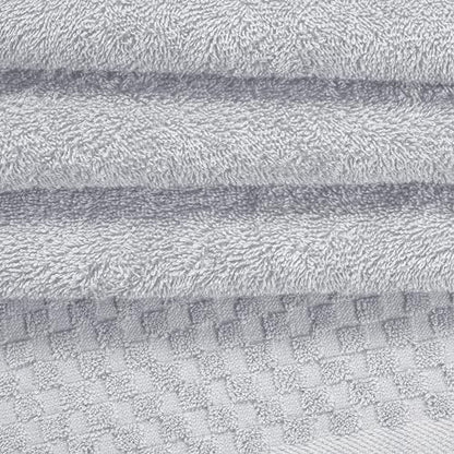 MyOwn Premium Cotton 6 Pack Towel Set for Bathroom, Contains 2 Bath Towels 28x55 inch, 2 Hand Towels 16x24 inch & 2 Wash Coths 12x12 inch, Ideal Everyday use, Compact & Lightweight - Light Grey