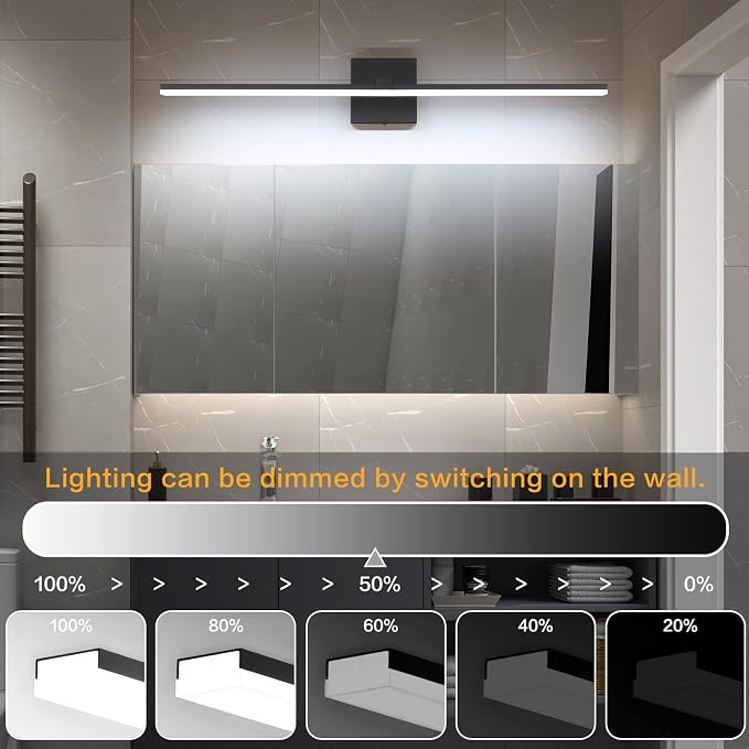 Modern Vanity Lights for Bathroom - 30 inch LED Bathroom Lights Over Mirror Black Light Fixture Bath Room 6000K Cool White