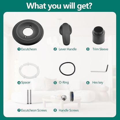 Shower Trim Kit Compatible with 1300/1400 Series, 1 Handle, Long Sleeve (Valve& Catridge Not Inclued), Matte Black