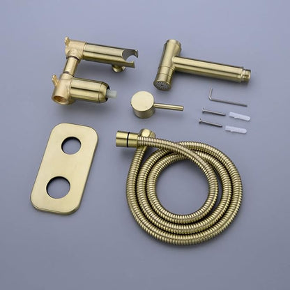 TRUSTMI Bathroom Concealed Hot and Cold Bidet Spray Set Hand Held Sprayer Shattaf Warm Water Toilet Attachment, Brushed Gold