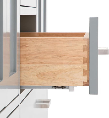 ARIEL Cambridge 66-inch Bathroom Vanity Base Cabinet,Solid Wood, 2 Soft Closing Doors, 9 Dovetail Drawers, Grey