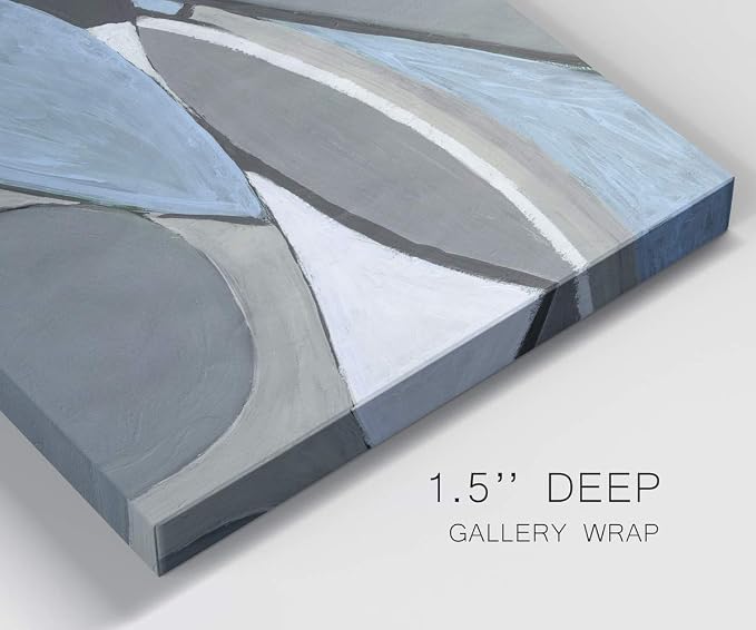 Renditions Gallery Canvas Abstract Wall Art Modern Paintings Decorations Blue Grey Soft Jewel Geometric Canvas Wall Hanging Artwork Prints for Bedroom Living Room Office - 18"x27" LT02