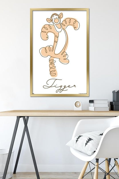 Trends International Disney Simple Moments Line Art - Tigger Wall Poster, 34L x 22.4W, Gold Framed Version