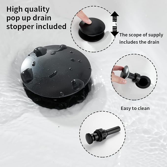 2 Handles 3 Holes Faucet Widespread Bathroom Sink Faucet Oil Rubbed Bronze Basin Tap Mixer Supply Hose Included Matching Pop Up Drain