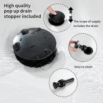 Oil Rubbed Bronze Bathroom Faucet GGStudy Bathroom Vanity Faucet Single Handle One Hole Bathroom Sink Faucet Basin Mixer Tap Matching Pop Up Drain with Overflow
