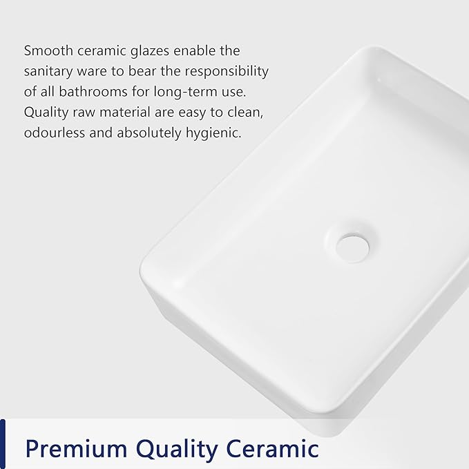 DeerValley DV-1V032 Ally White Ceramic Rectangular Vessel Bathroom Sink