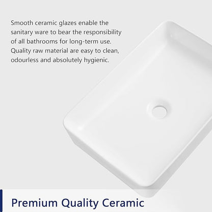 DeerValley DV-1V032 Ally White Ceramic Rectangular Vessel Bathroom Sink