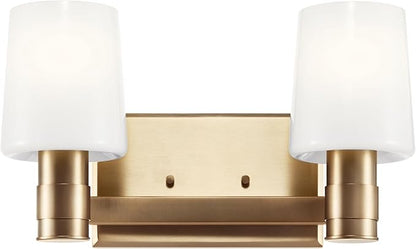 Kichler Adani 2-Light Vanity, Modern Light with Opal Glass in Champagne Bronze, Bathroom or Powder Room (8.25" x 14.5"), 55175CPZ