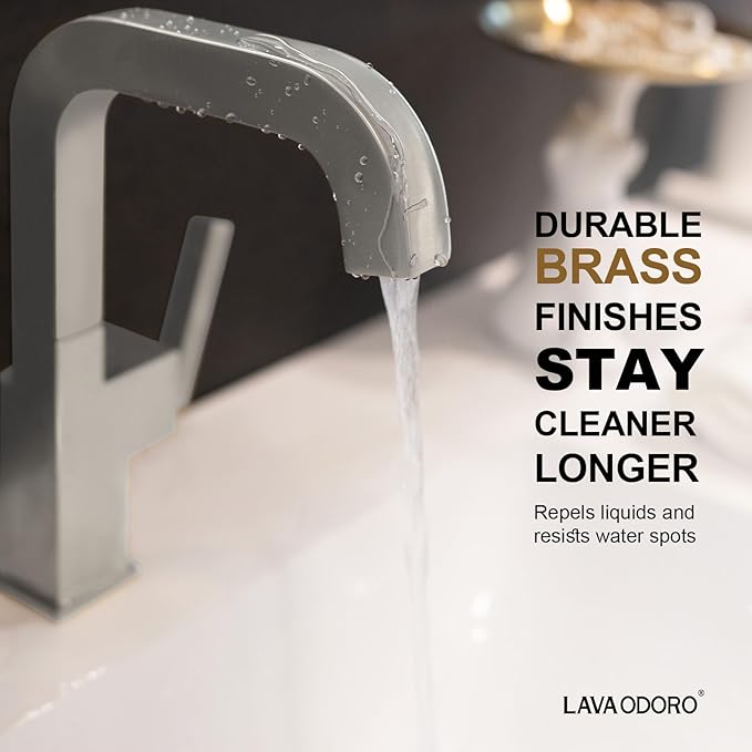 Brushed Nickel Bathroom Faucet, Lava Odoro One Hole Bathroom Sink Faucet Single Handle Swivel Vanity Faucet with Pop up Drain Assembly, Solid Brass Vessel Sink Faucet Deck Plate Included, BF204-BN