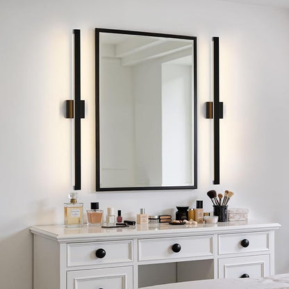 Modern Bathroom Lighting Fixtures Over Mirror, 39 Inch 30W Black Vanity Light Bar for Bathroom, Dimmable 5CCT LED Bathroom Wall Light Fixtures