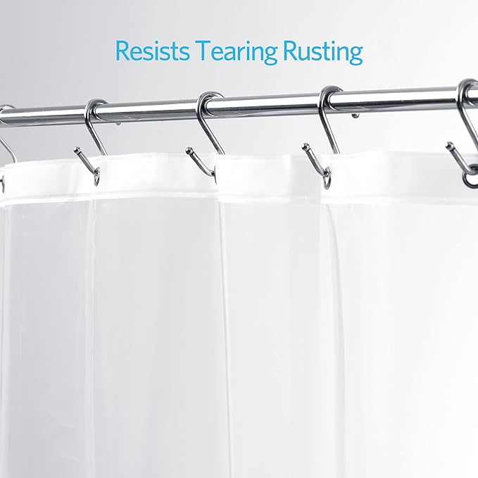 EHZNZIE Shower Curtain Liner Light Weight PEVA, Shower Liner 72x96 Inches, Waterproof, No Chemical Smell with 12 Rust Proof Metal Grommets for Bathroom Shower Curtain, Clear