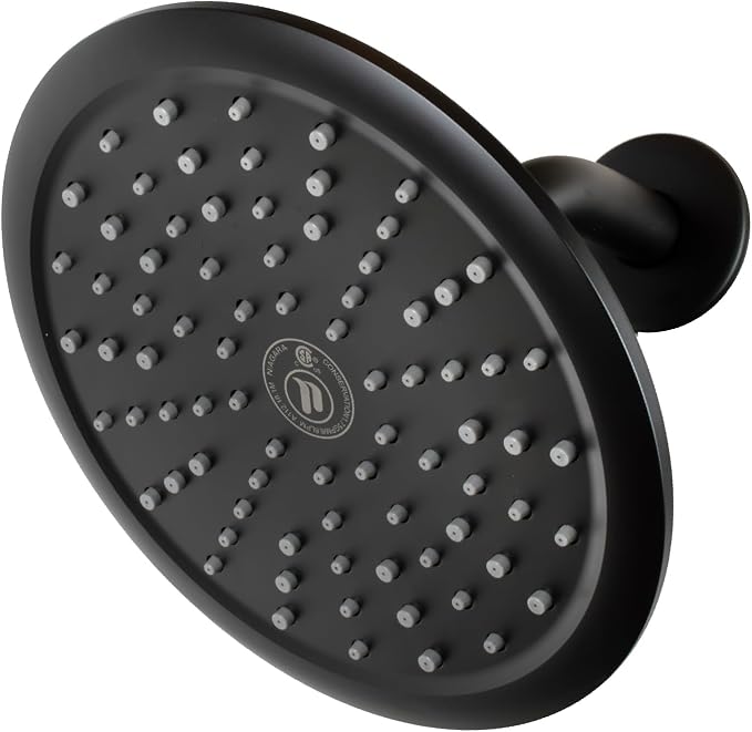 Niagara Conservation N9517MB Rainfall Spa 1-Spray with 1.75 GPM 8-in. Wall Mount Adjustable Fixed Shower Head in Matte Black, 1-Pack | Bathroom Shower Head Sprayer with Pressure Compensation