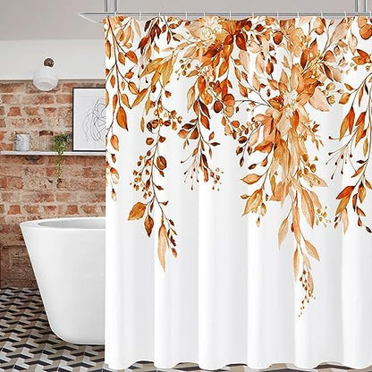 Gibelle Orange Eucalyptus Shower Curtain, Watercolor Floral Print, 72x72