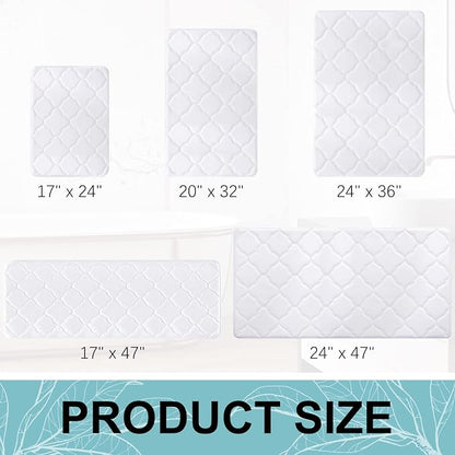 OLANLY Memory Foam Bath Mat Rug 24x16, Ultra Soft and Absorbent Bathroom Rugs, Non-Slip, Comfortable, Machine Washable Bath Carpet for Bathroom Floor, Tub, Shower and Home Decor Accessories, White