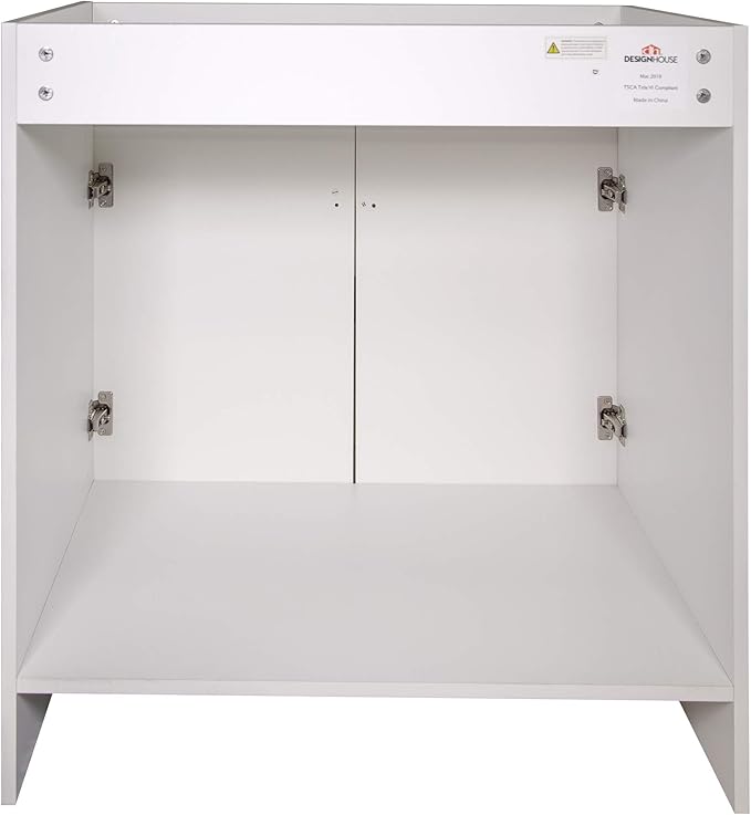 Design House 597153 Wyndham Unassembled Bathroom Vanity Cabinet Without Top, 30 x 21/2 Door, White