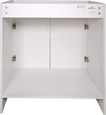 Design House 597153 Wyndham Unassembled Bathroom Vanity Cabinet Without Top, 30 x 21/2 Door, White