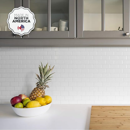 Smart Tiles Peel and Stick backsplash, Subway Soft White, 10.95"x9.7" | Pack of 10 (6.3 sq ft), Glossy, Heat/Moisture Resistant, Low VOC, Kitchen/Bathroom, Renter Friendly, Made in Canada