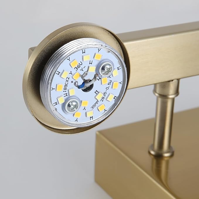 3-Light Bathroom Light Fixtures, Brushed Gold Dimmable Vanity Light with Clear Glass Shade, Crystal LED Bathroom Lights Over Mirror for Bedroom, Living Room, Hallway, Farmhouse