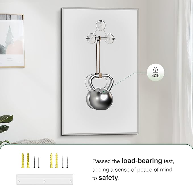 Big Frameless Beveled Bathroom Wall Mirror, 55"x36" Bathroom Wall Mirror for Over Sink, Large Vantiy Mirrors for Living Room, Entryway, Bedroom, Hangs Horizontally or Vertically